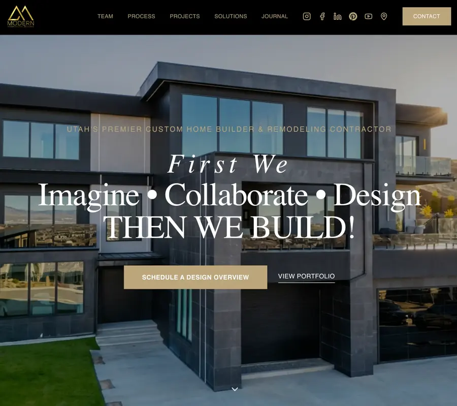 Modern International Builders Utah luxury custom home builder website built by The INCubator AI Marketing Agency