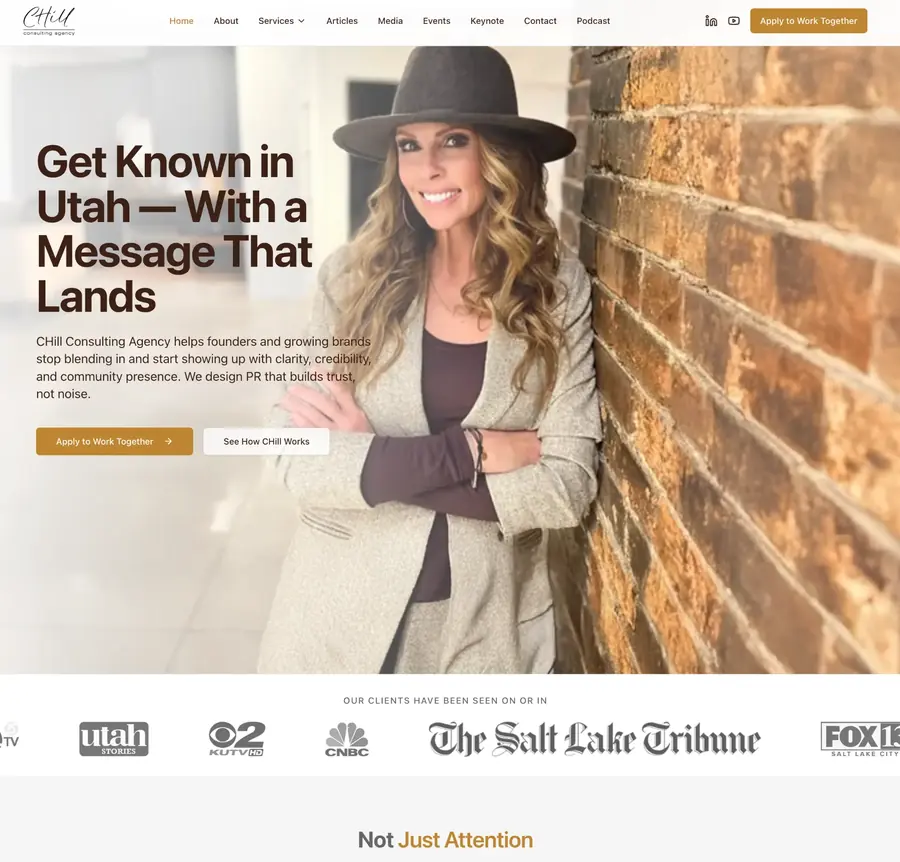 CHill Consulting Agency public relations website built by The INCubator AI Marketing Agency in Utah