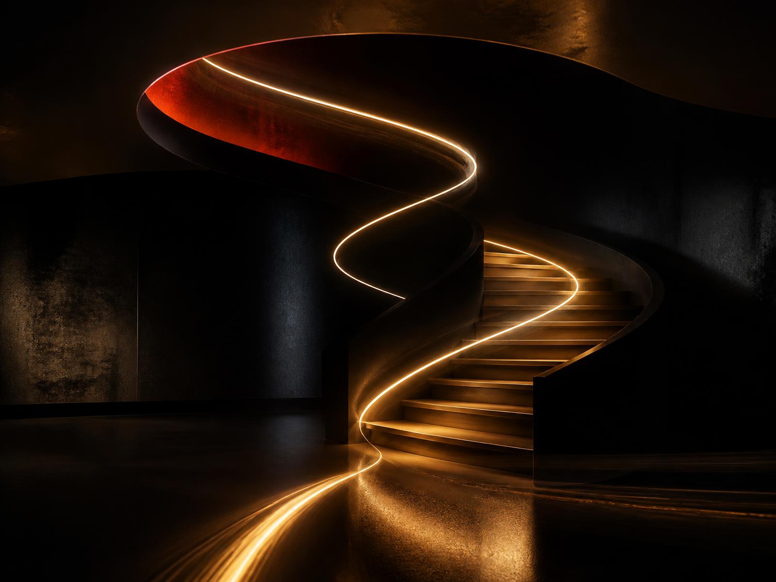 A single line of light tracing an upward path, The Source of Truth AI Mastermind